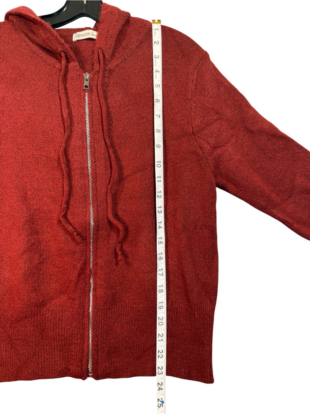 Zenana Knit Full Zip Hoodie Sweater Burgundy Marled Soft Stretch TW-2608D4 NWT L - Picture 4 of 8